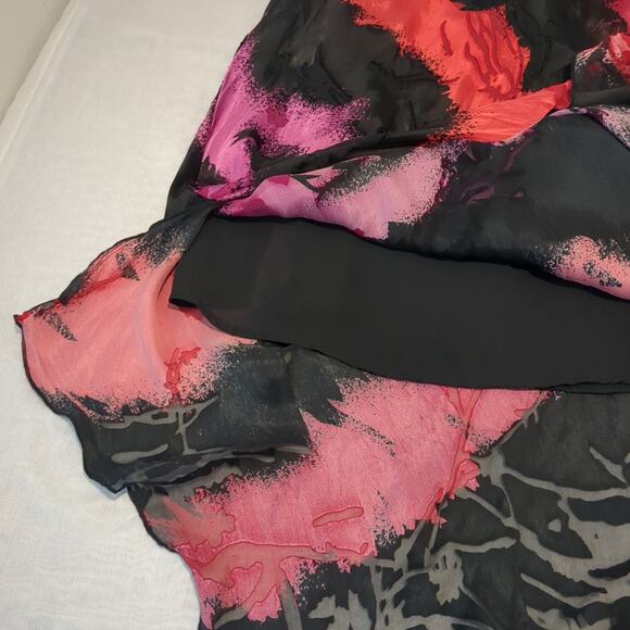 Y2K Silk Sheer Burnout Womens M Midi Skirt Gothic Romantic Fairy - Picture 5 of 13